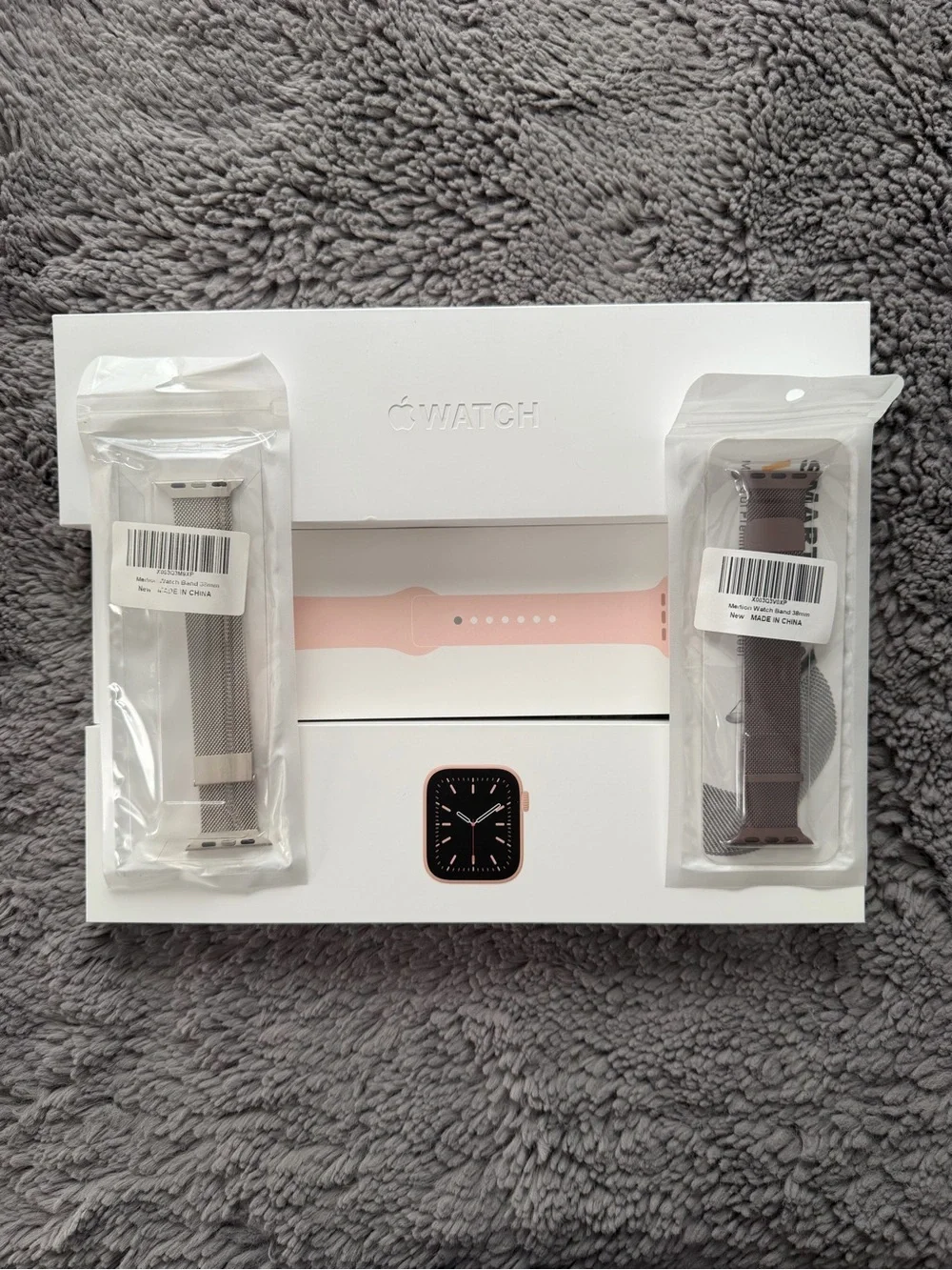 Apple Watch Bands Set - Pink and Silver Mesh